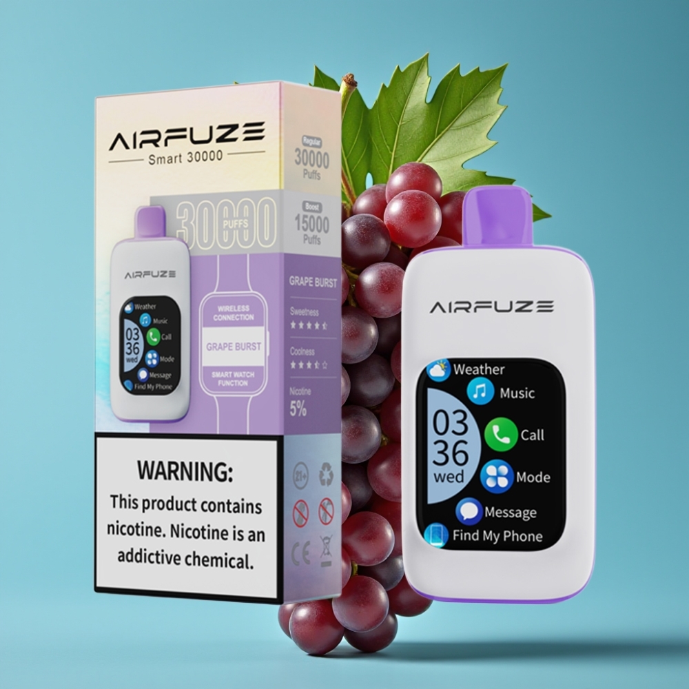 AirFuze Smart 30000 نفخة شاشة تعمل باللمس 5% نيكوتين 900mAh عنب انفجاري
