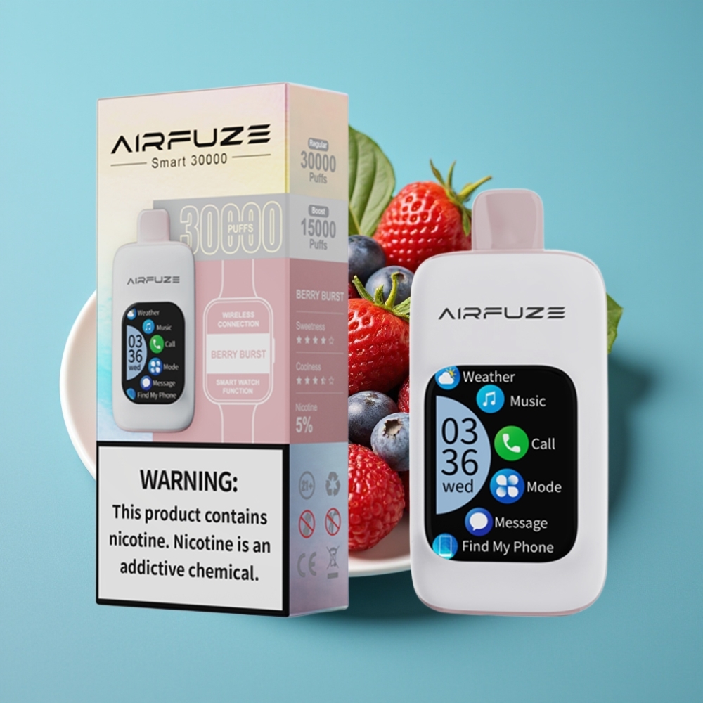 AirFuze Smart 30000 نفخة بود قابل للتصرف شاشة تعمل باللمس 5% نيكوتين 900mAh نكهة توت متفجر