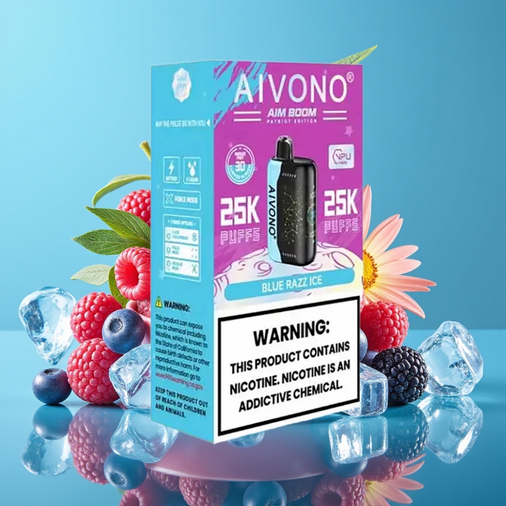 أيفونو AIM BOOM 25000 نفخة، 28مل سائل، 650مللي أمبير، 1.2 أوم، نوع سي، توت أزرق مثلج