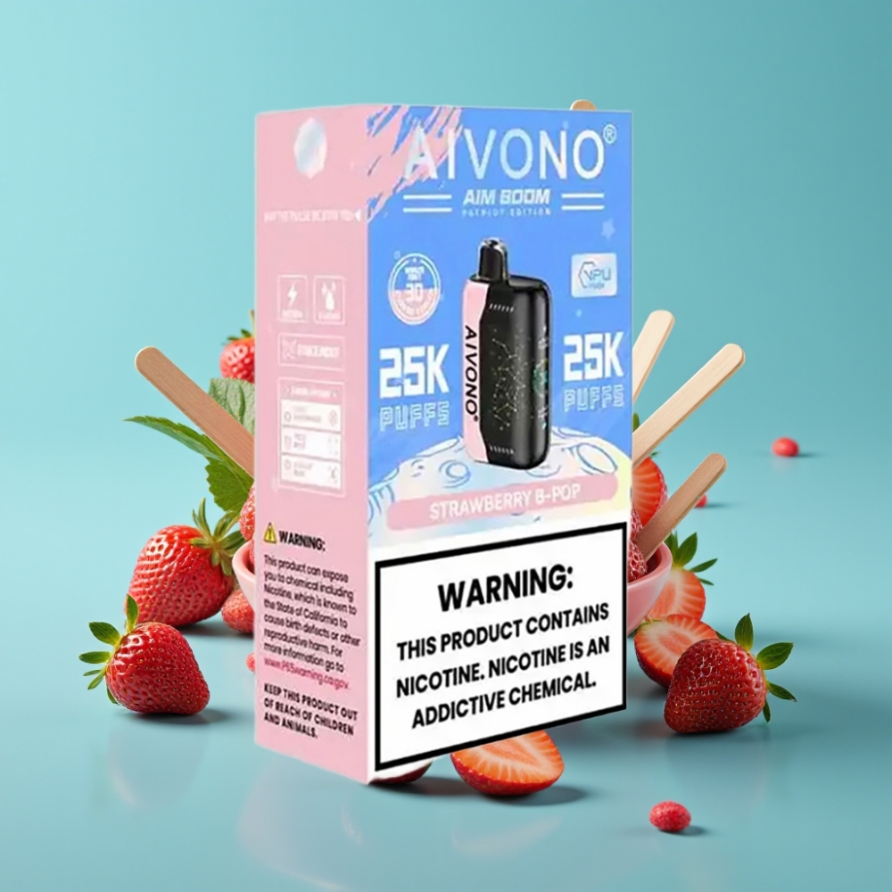 Aivono AIM BOOM 25000 نفخة 28مل سعة 650mAh فراولة بي بوب