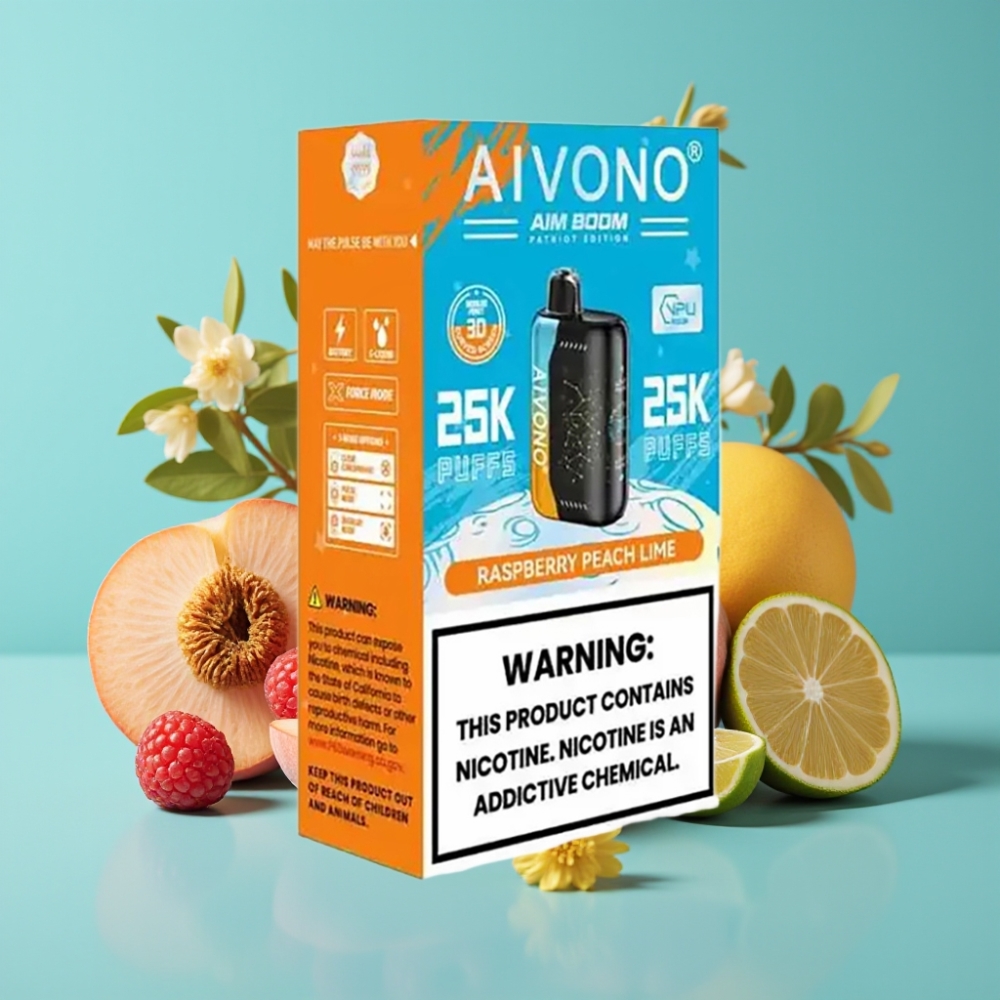 Aivono Aim Boom 25000 نفخة - 28مل سائل - 650مللي أمبير - 1.2 أوم - توت خوخ ليمون