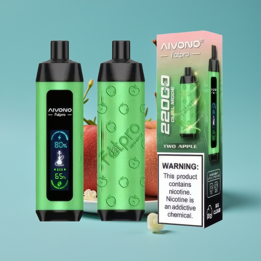 أيفونو AIM FATPRO 22000 نفخة بنكهة التفاحين - 0%،2%،3%،5% نيكوتين - 28مل سائل - 600مللي أمبير