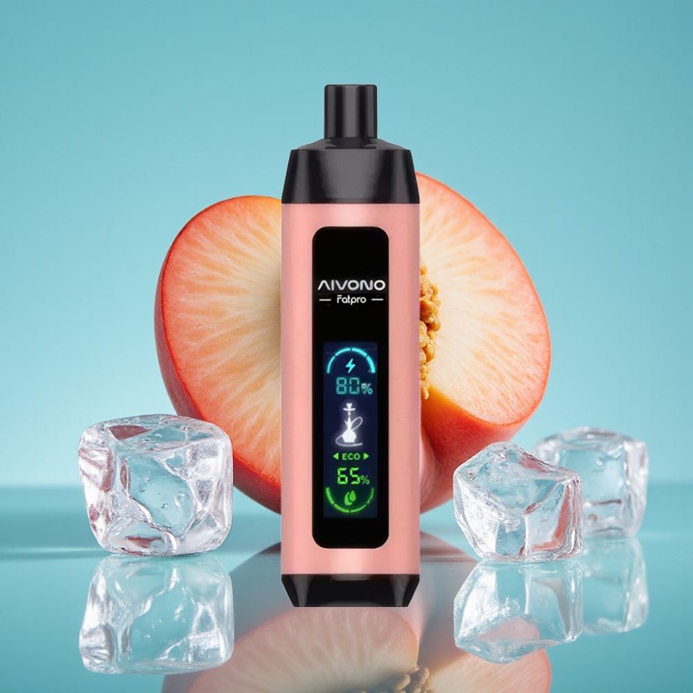 أيفونو AIM FATPRO 22000 نفحة بخار قابل لإعادة الشحن بنكهة خوخ مثلج، 28مل سائل، 600 مللي أمبير، 0.6 أوم