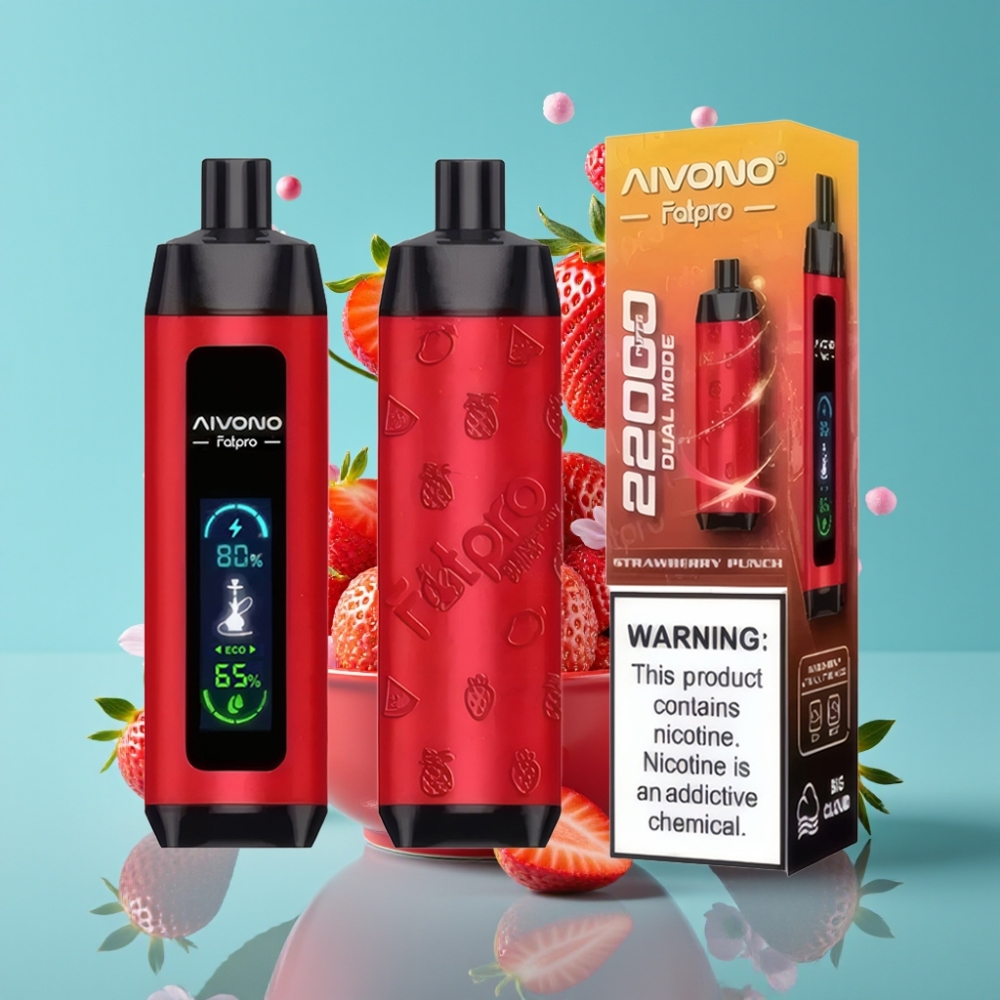 Aivono AIM FATPRO 22000 نفخة 28مل نيكوتين 0%-5% نكهة فراولة بانش