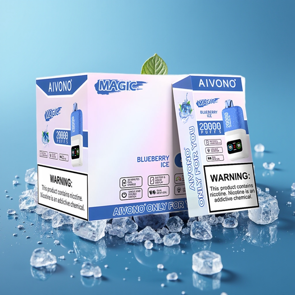 Aivono Aim Magic 20000 نفخة - توت أزرق مثلج - 26مل سائل - 5% نيكوتين - شاشة LCD - شحن Type-C