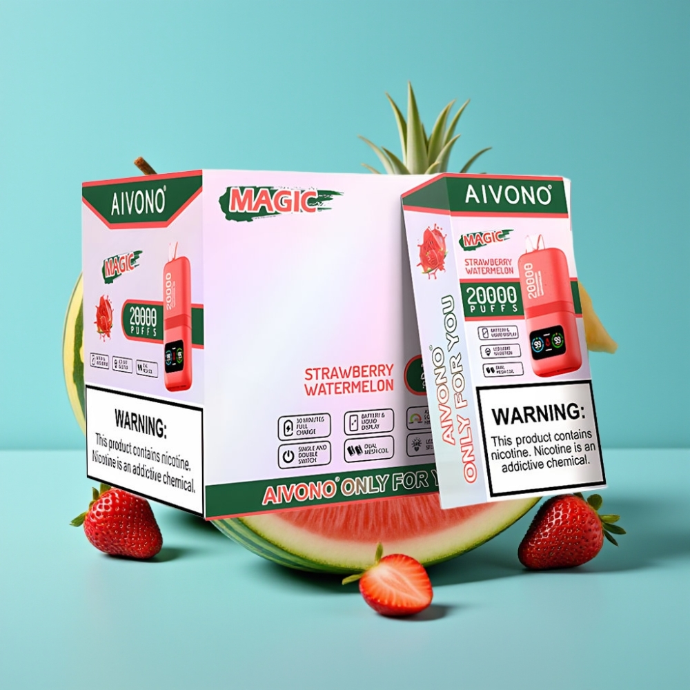 Aivono Aim Magic 20000 نفخة، فراولة بطيخ، 26مل سائل، شاحن Type-C، بطارية 600mAh