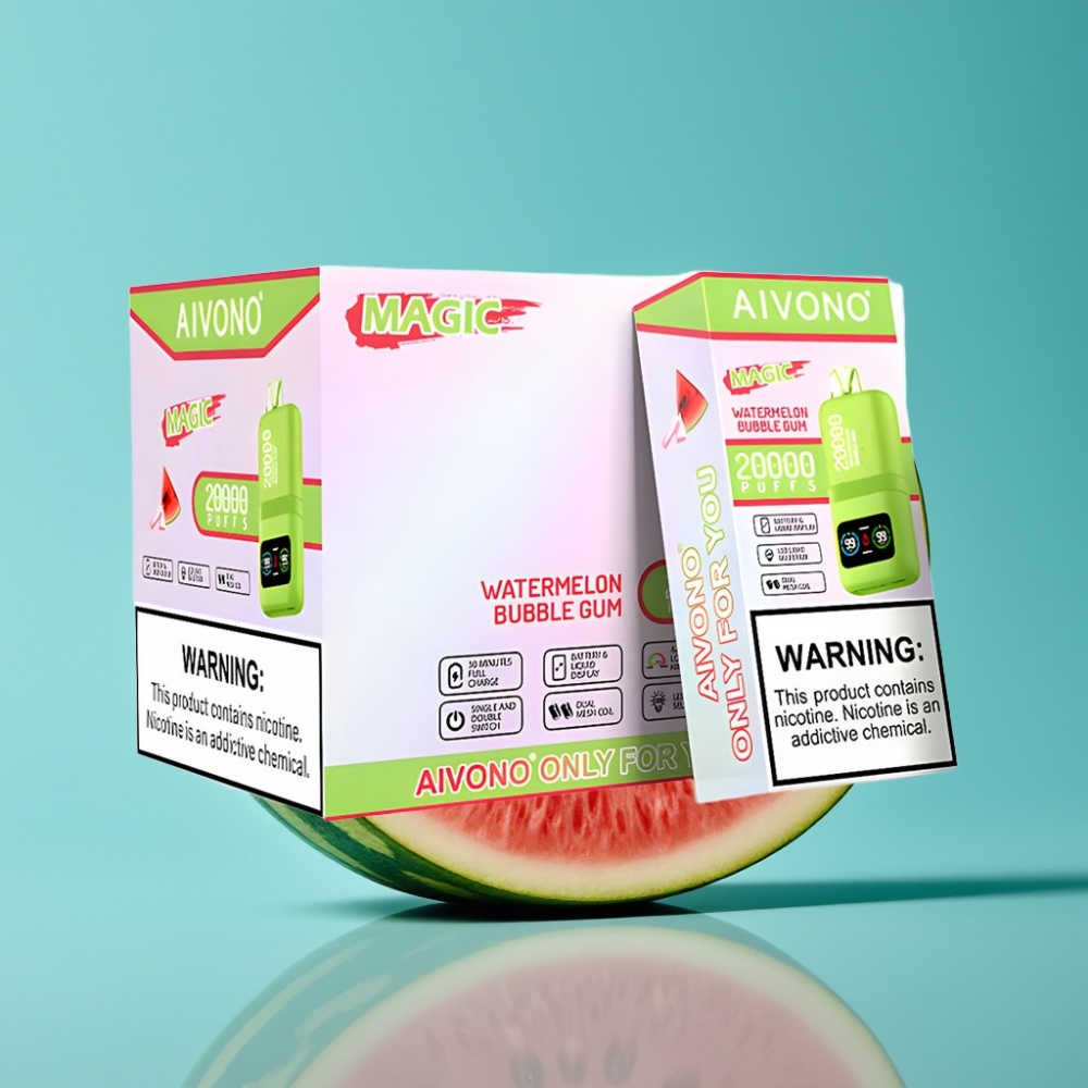 Aivono Aim Magic 20000 نفخة بطارية 600mAh شاشة LCD ثنائي ملفات شبكية نكهة: بطيخ علكة فقاعية