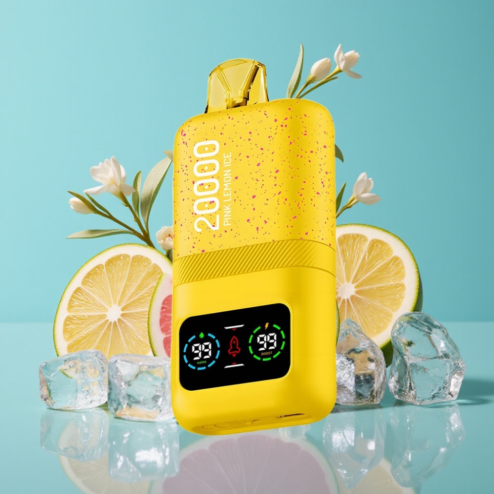 Aivono Aim Magic 20000 نفخة بنكهة الليمون الوردي المثلج، شاشة LCD، 26مل سائل، Type-C