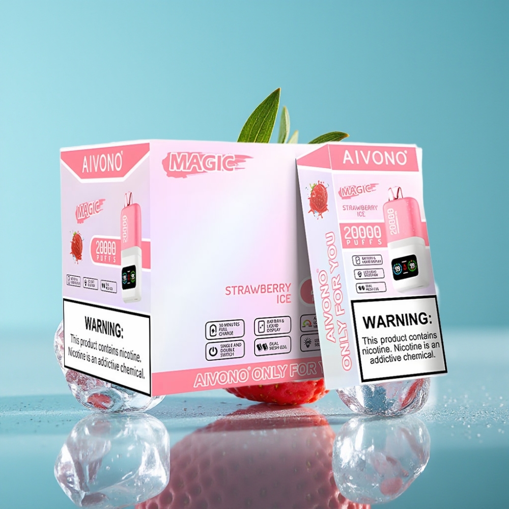 Aivono Aim Magic 20000 Puff شريط مزدوج شاشة LCD بطارية 600mAh نوع-C فراولة مثلجة