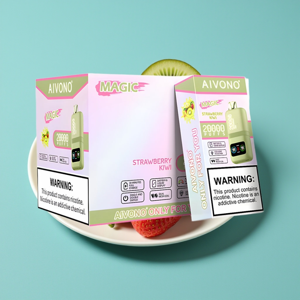 Aivono Aim Magic 20000 Puff شريحة مزدوجة شاشة LCD نوع-C فراولة كيوي