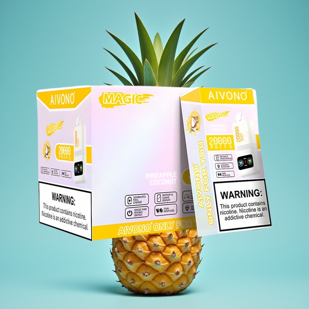 Aivono Aim Magic 20000 Puff نكهة الأناناس وجوز الهند مع شاشة LCD وشحن Type-C