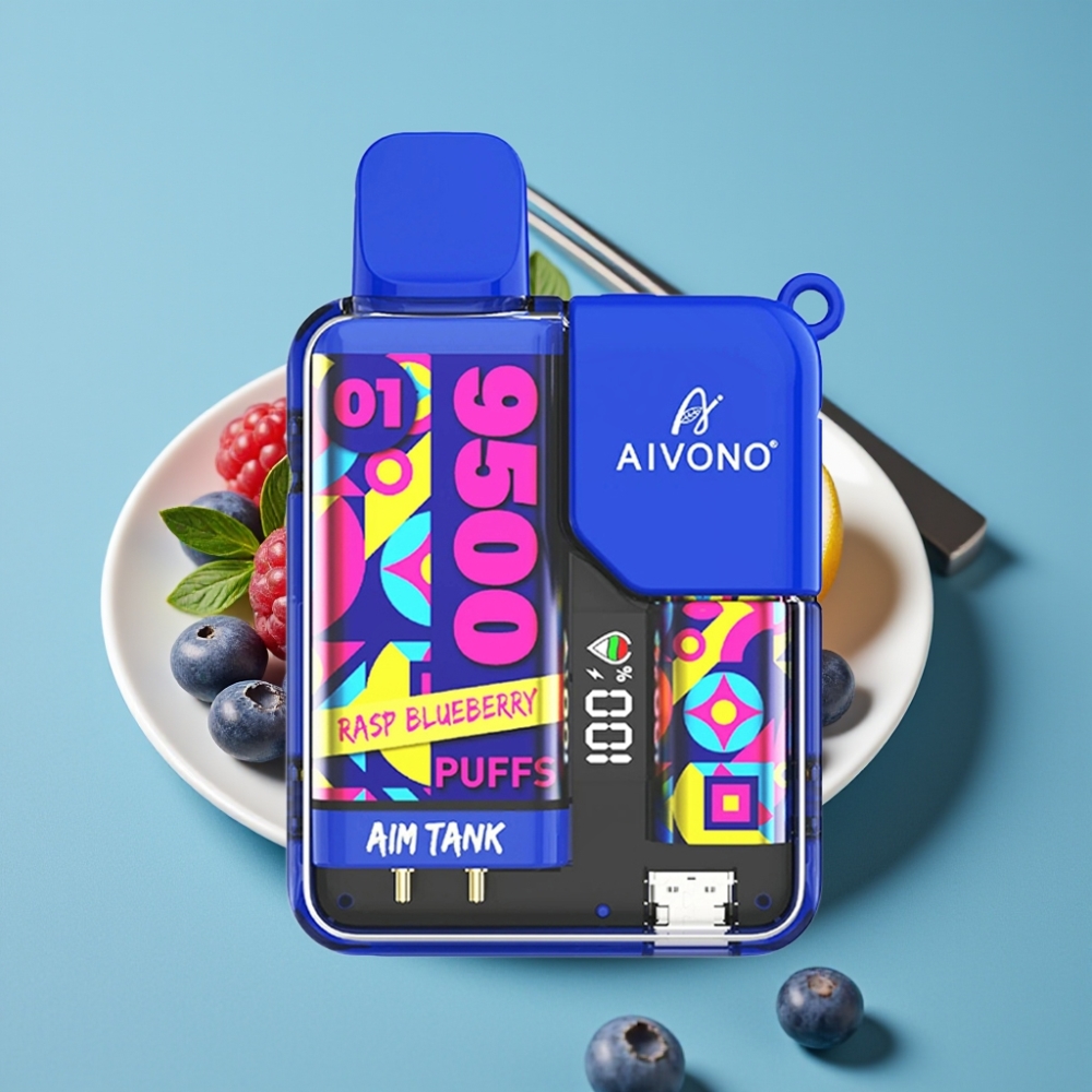 Aivono AIM-TANK 9500 فاب 18مل 650مللي أمبير شاشة عرض توت أزرق وعليق