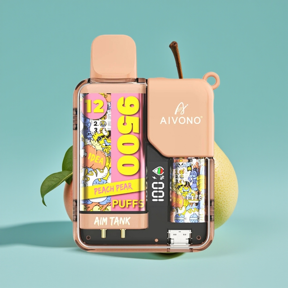Aivono AIM-TANK 9500 بخار 18مل 650مللي أمبير شاشة عرض خوخ إجاص