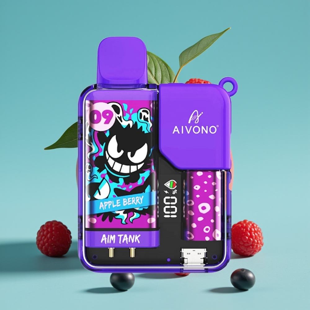 Aivono AIM-TANK 9500 نفخة 18مل 650مللي أمبير شاشة LCD تفاحة توت 1.2أوم