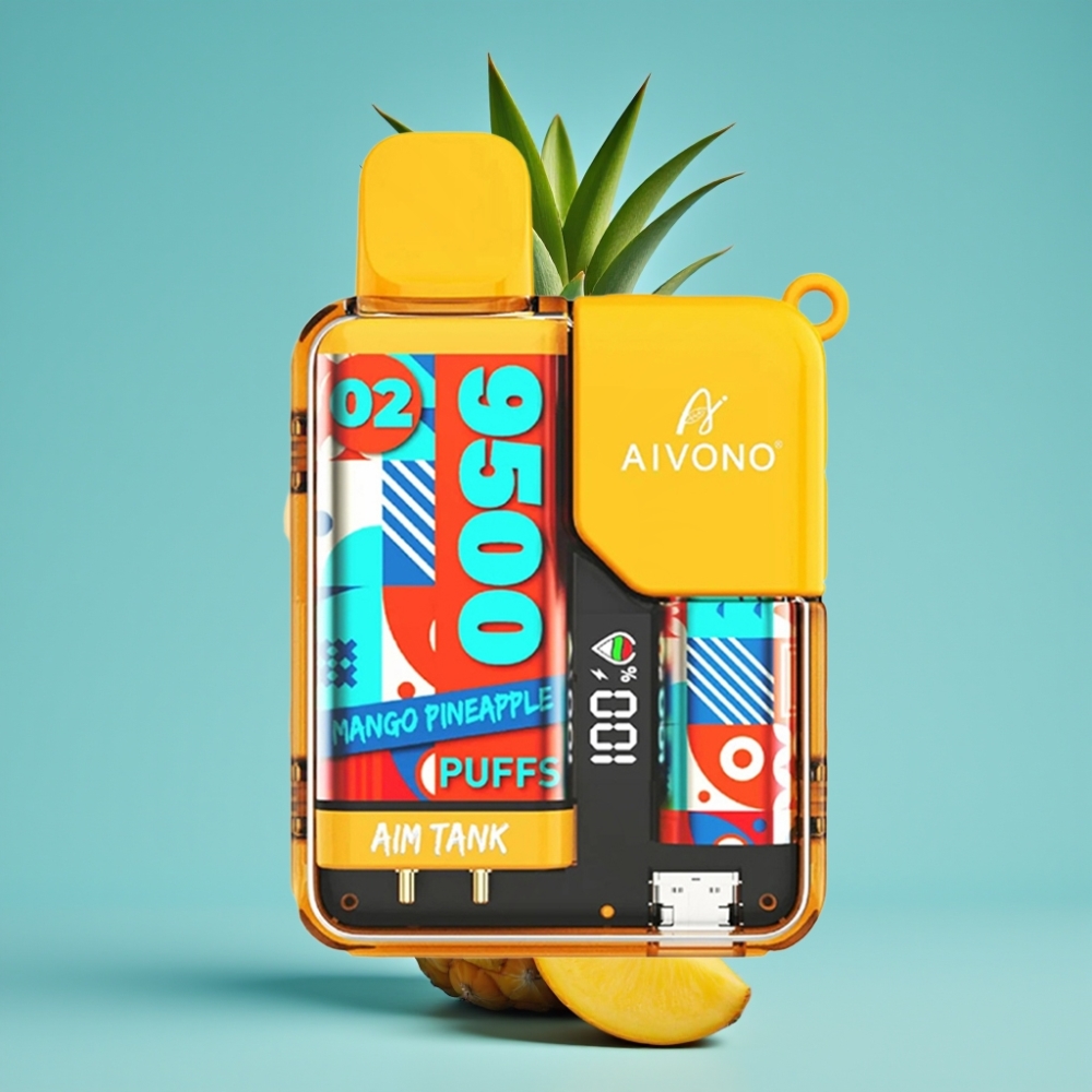 Aivono AIM-TANK 9500 نفخة 18مل بنكهة المانجو والأناناس 650mAh شاشة LCD 1.2اوم