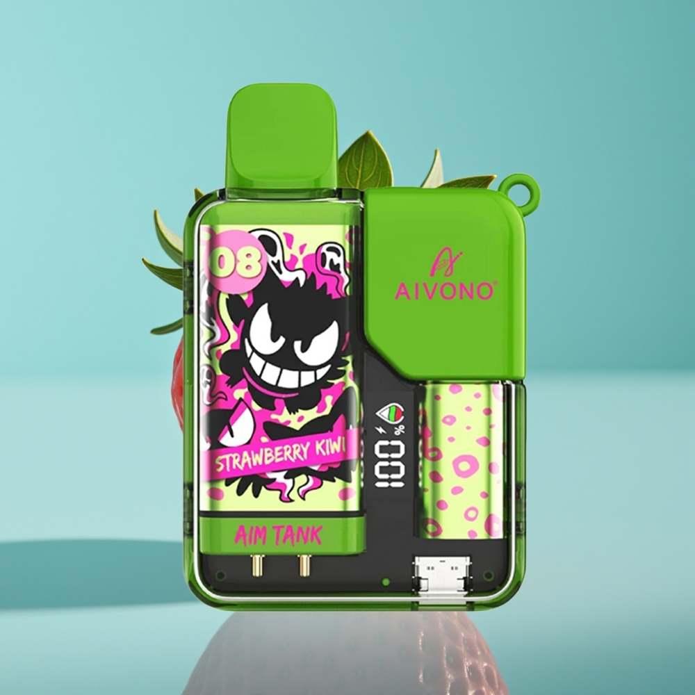 Aivono Aim Tank 9500 نفخة - 18مل سائل - بطارية 650مللي أمبير - شاشة LCD - فراولة كيوي