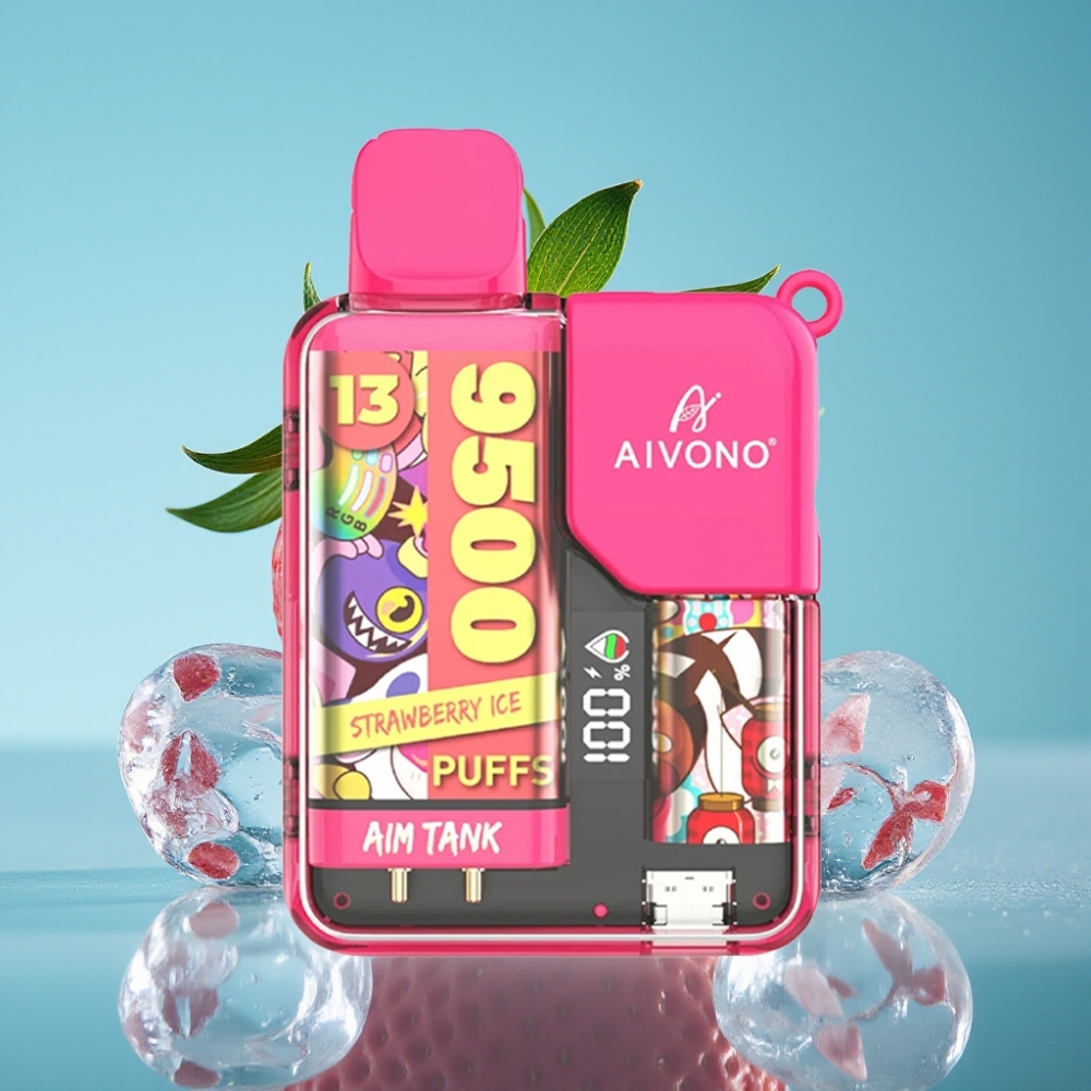 Aivono Aim Tank 9500 نفحات بسعة 18مل بطارية 650mAh بنكهة فراولة مثلجة