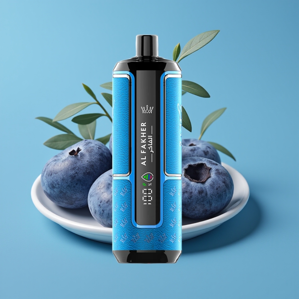 Al Fakher Crown Bar 15000 Hypermax علبة تبخير للاستعمال لمرة واحدة بطعم علكة التوت الأزرق 22مل 6000 نفخة