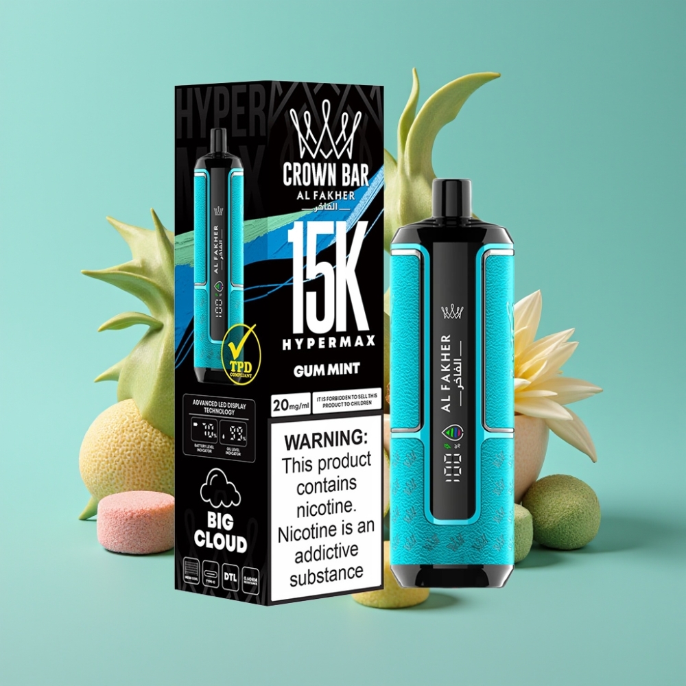 Al Fakher Crown Bar 15000 Hypermax هايبرماكس علكة نعناع 22مل 600mAh