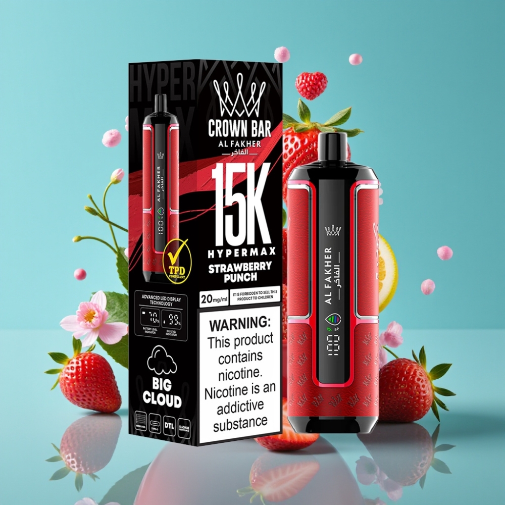 Al Fakher Crown Bar 15K Hypermax 22ml 600mAh Type-C نكهة الفراولة بانش