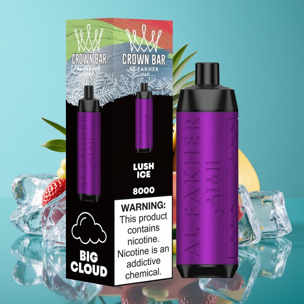 Al Fakher Crown Bar 8000 Crystal كريستال سيجارة إلكترونية قابلة للتصريف 18مل 5ملغ نكهة لوش مثلج