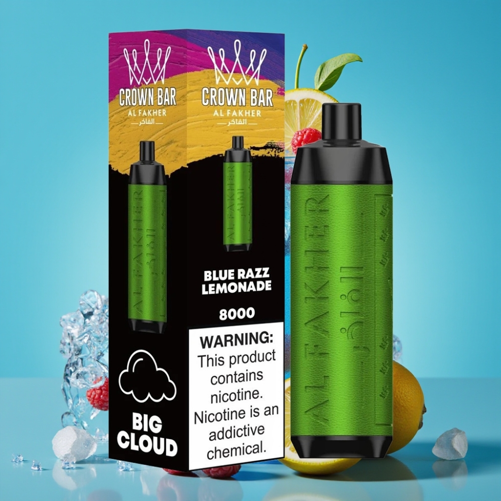 Al Fakher Crown Bar 8000 Crystal 18ml 5mg أزرق توت ليموناضة