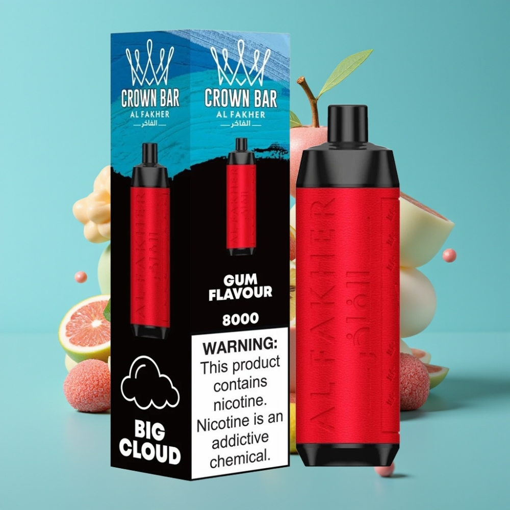 Al Fakher Crown Bar 8000 Crystal نفخة بطارية ٦٠٠ مللي أمبير نكهة علكة