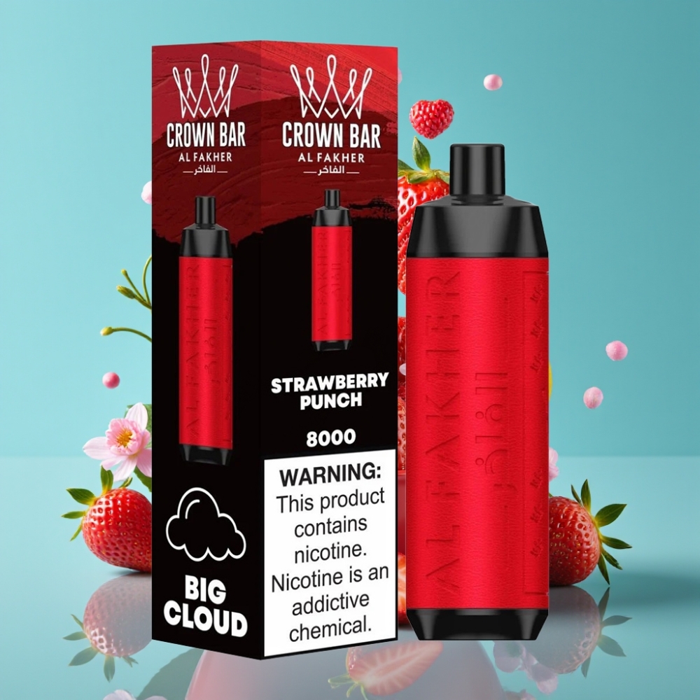 Al Fakher Crown Bar 8000 Crystal كريستال فايب للاستخدام لمرة واحدة بطارية 600 مللي أمبير شاحن Type-C