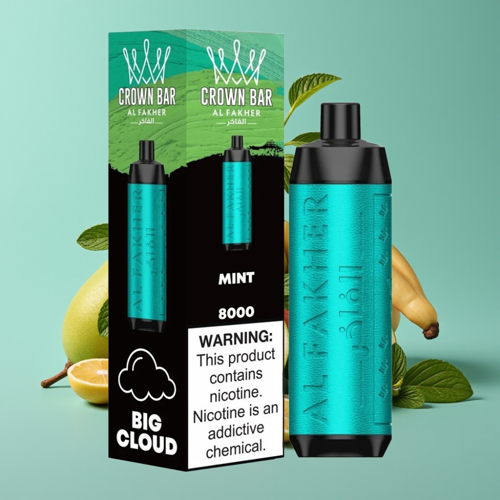 Al Fakher Crown Bar 8000 Crystal Disposable Vape 18ml 5mg 0.6ohm نعناع