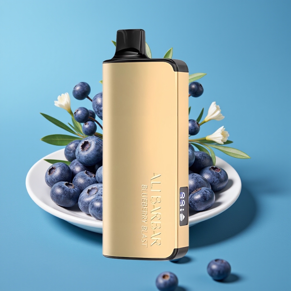 Alibarbar Ingot 9000 نفخة، سعة السائل 22 مل، بطارية 2350 مللي أمبير، طعم انفجار التوت الأزرق