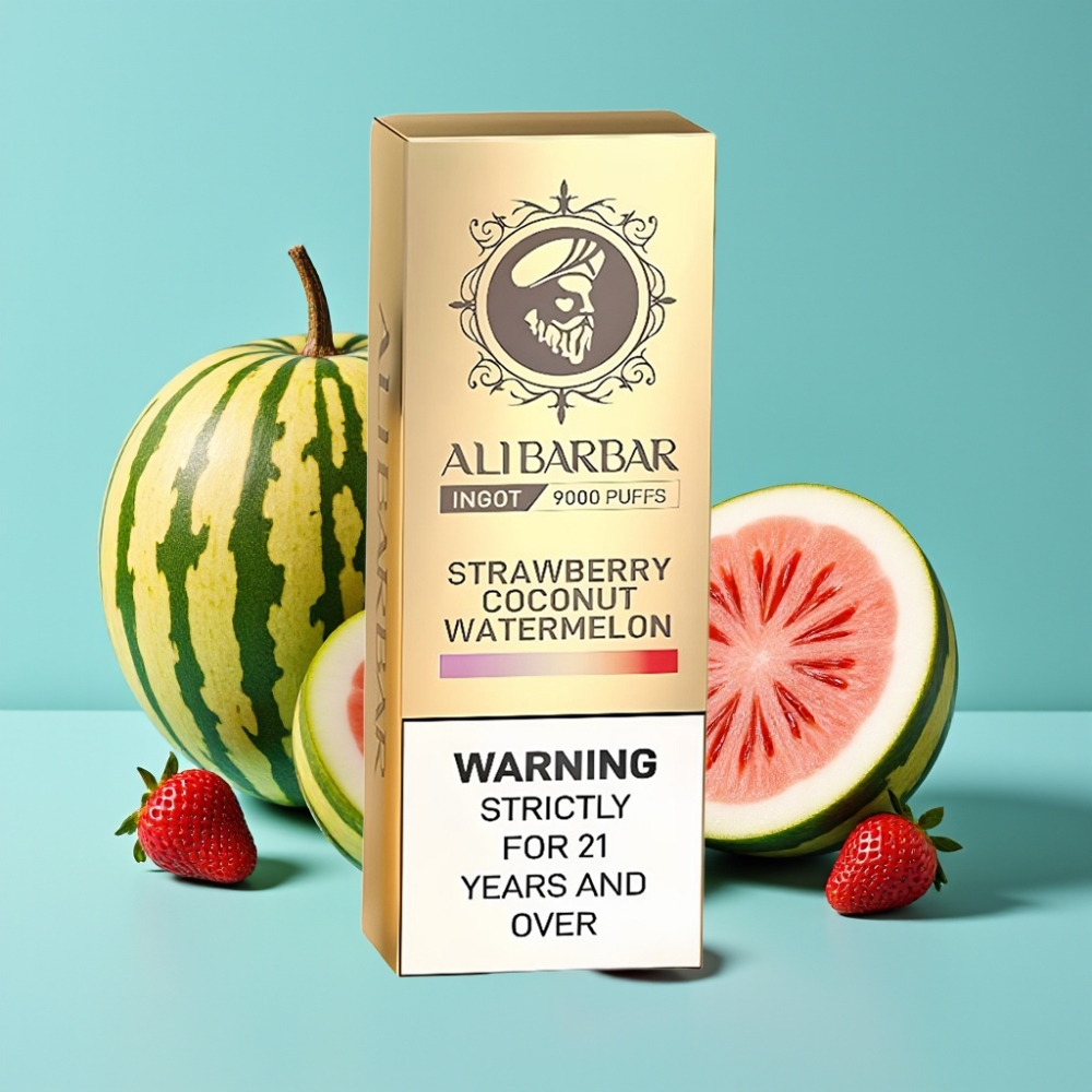 Alibarbar Ingot 9000 Puffs 22ml 2350mah فراولة جوز الهند بطيخ