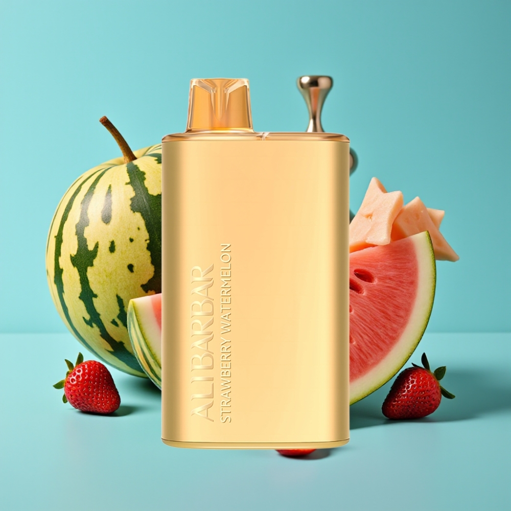 Alibarbar Rich 8000 نفخة بخاخ قابل للتصريف فراولة بطيخ، سعة 20 مل، بطارية 2000 مللي أمبير