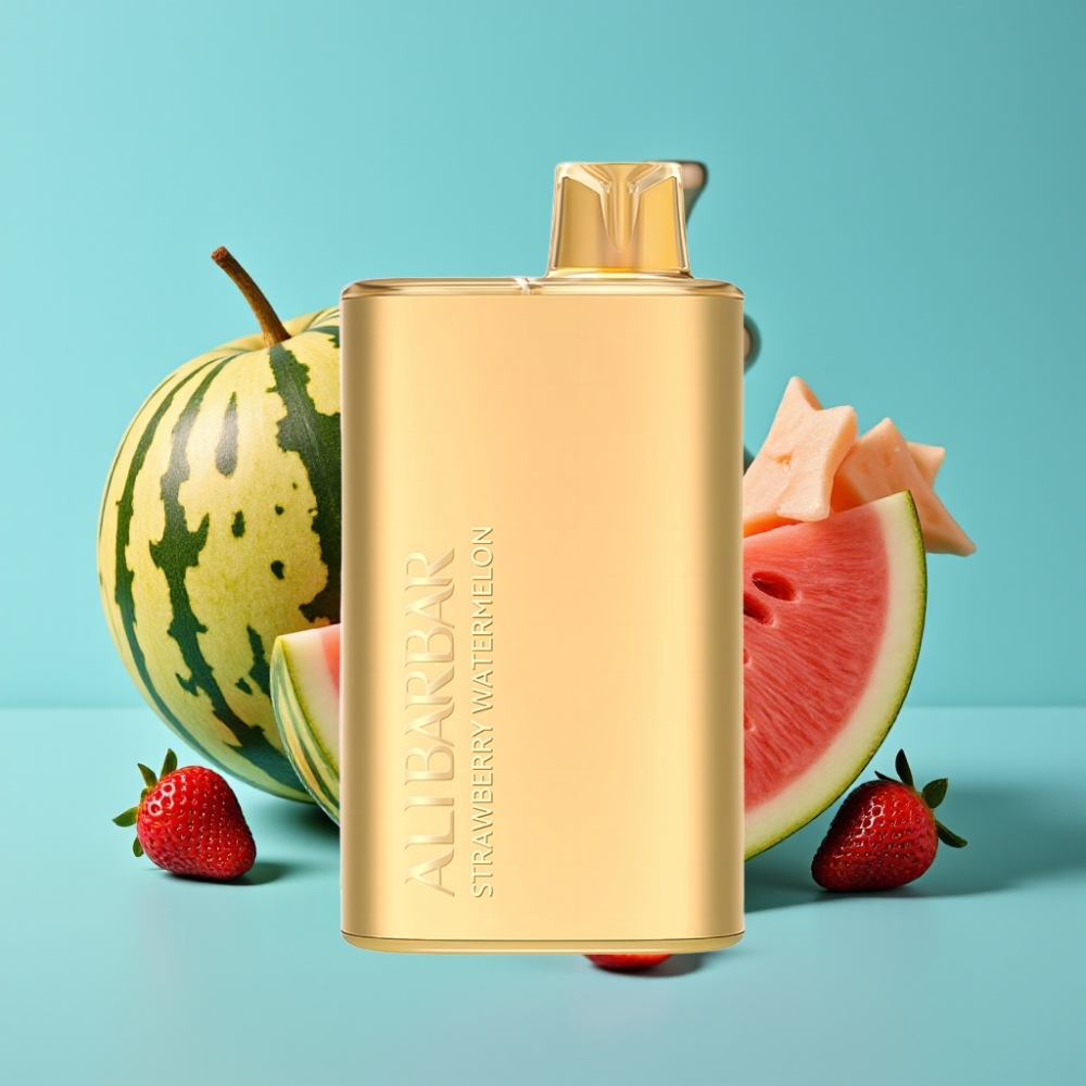 Alibarbar Rich 8000 نفخة بخاخ قابل للتصريف فراولة بطيخ، سعة 20 مل، بطارية 2000 مللي أمبير