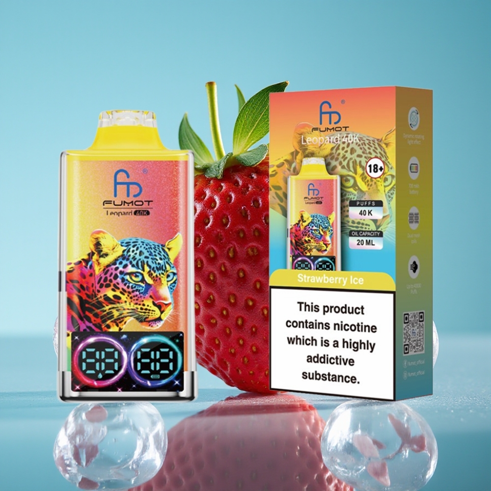 Fumot Leopard 40000 نيكوتين 5% بطارية 700mAh شحن Type-C شاشة رقمية - فراولة آيس