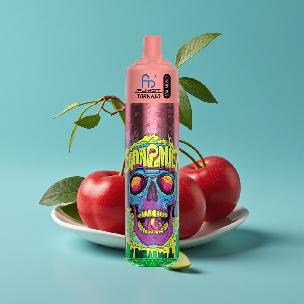 Fumot Randm Tornado 30000 نفخة، سعة ٣٠مل، نيكوتين ٢٪/٥٪، ملف شبكي ١.٠ أوم، بطارية ٦٠٠ مللي أمبير، شاشة إل إي دي، نكهة الكرز الثلاثي