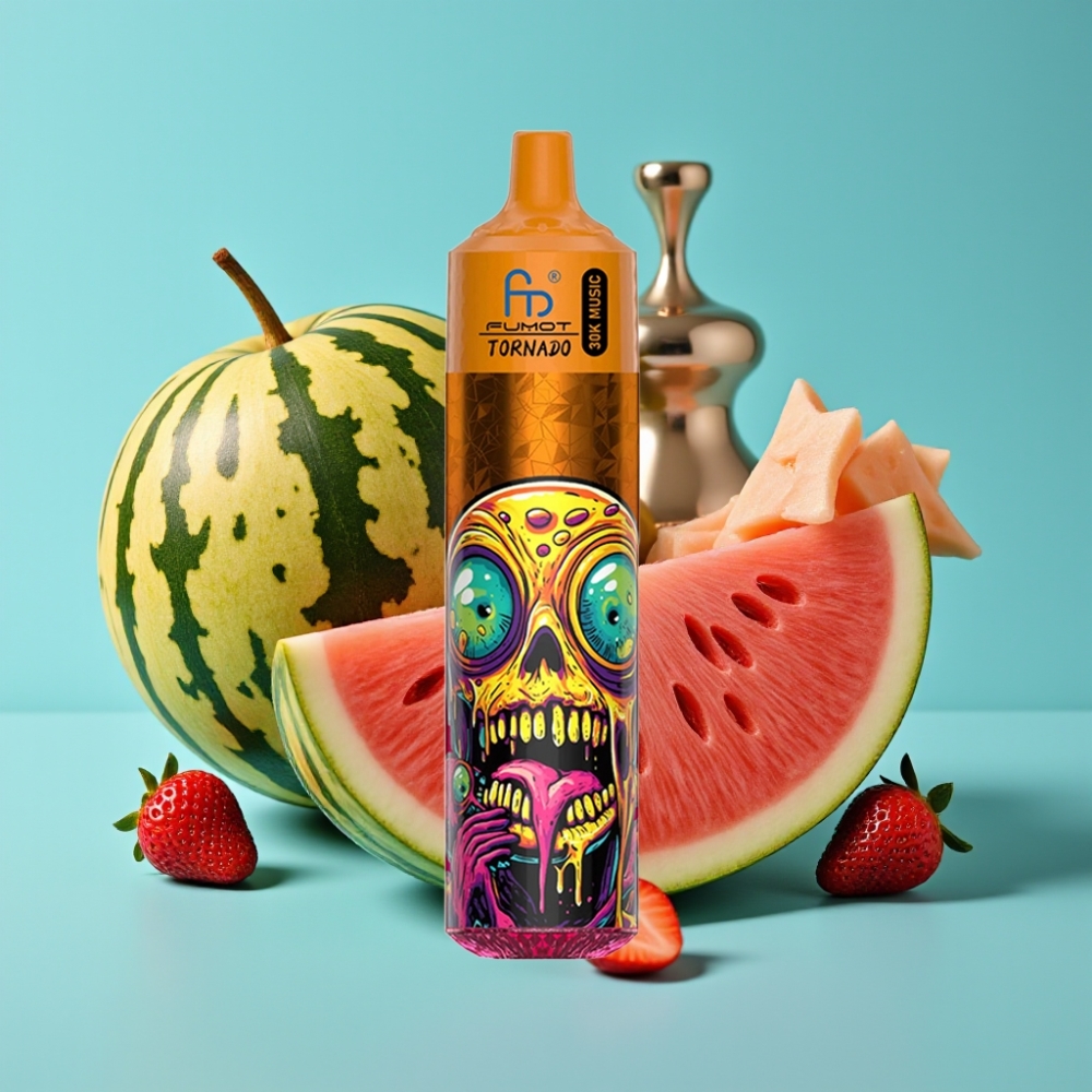 Fumot Randm Tornado 30000 نَفخة - فراولة بطيخ، سعة 30 مل، 2% أو 5% نيكوتين، بطارية 600 مللي أمبير