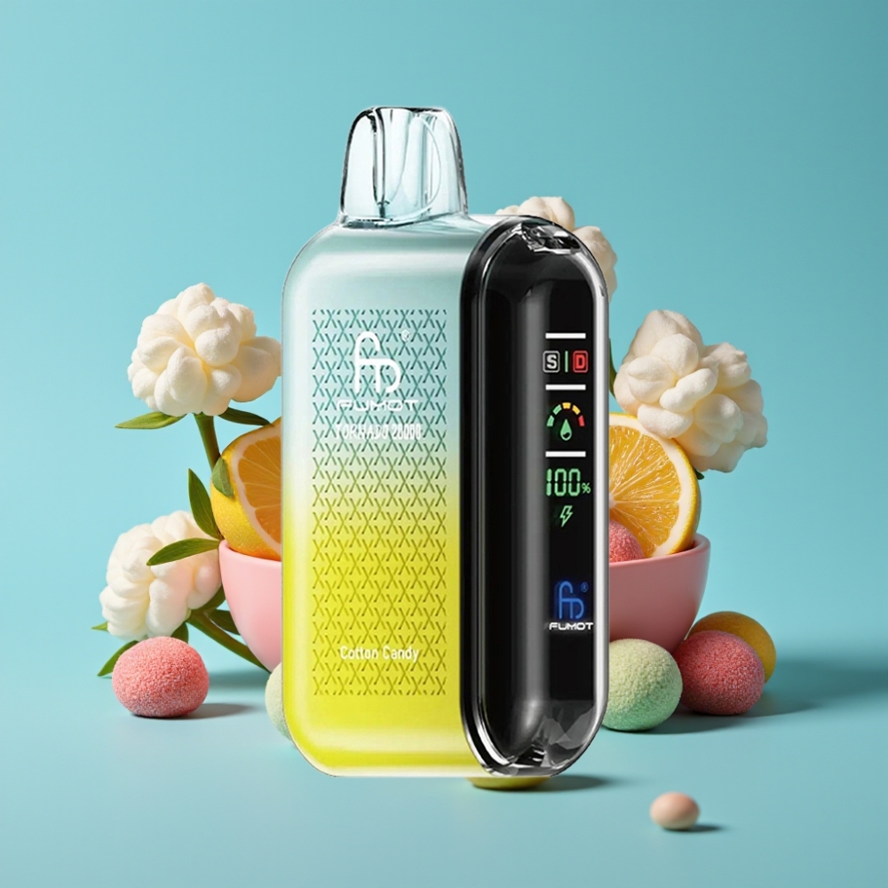 Fumot Tornado 20000 نفخة سعة 20مل شاشة ذكية نيكوتين 2% حلوى القطن