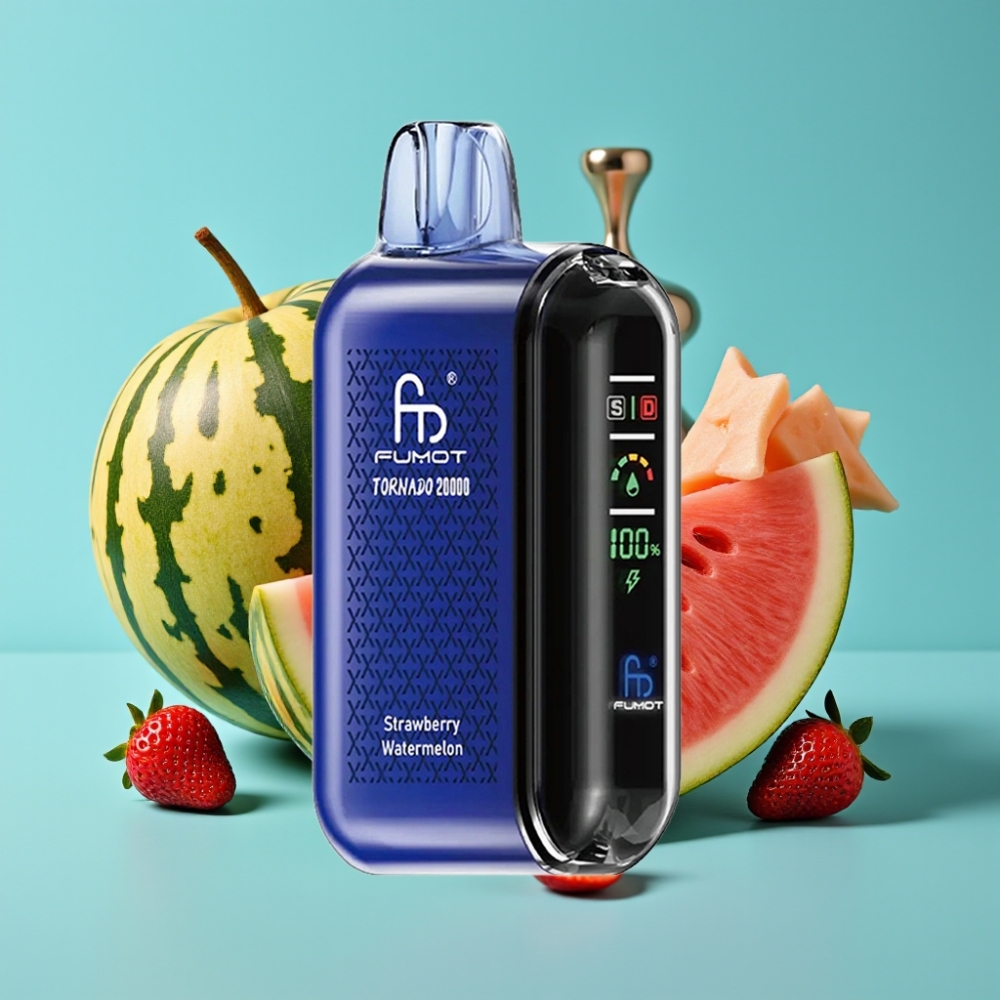 Fumot Tornado 20000 نفخة، ملف مزدوج، سعة 20مل، بطارية 850مللي أمبير، فراولة بطيخ