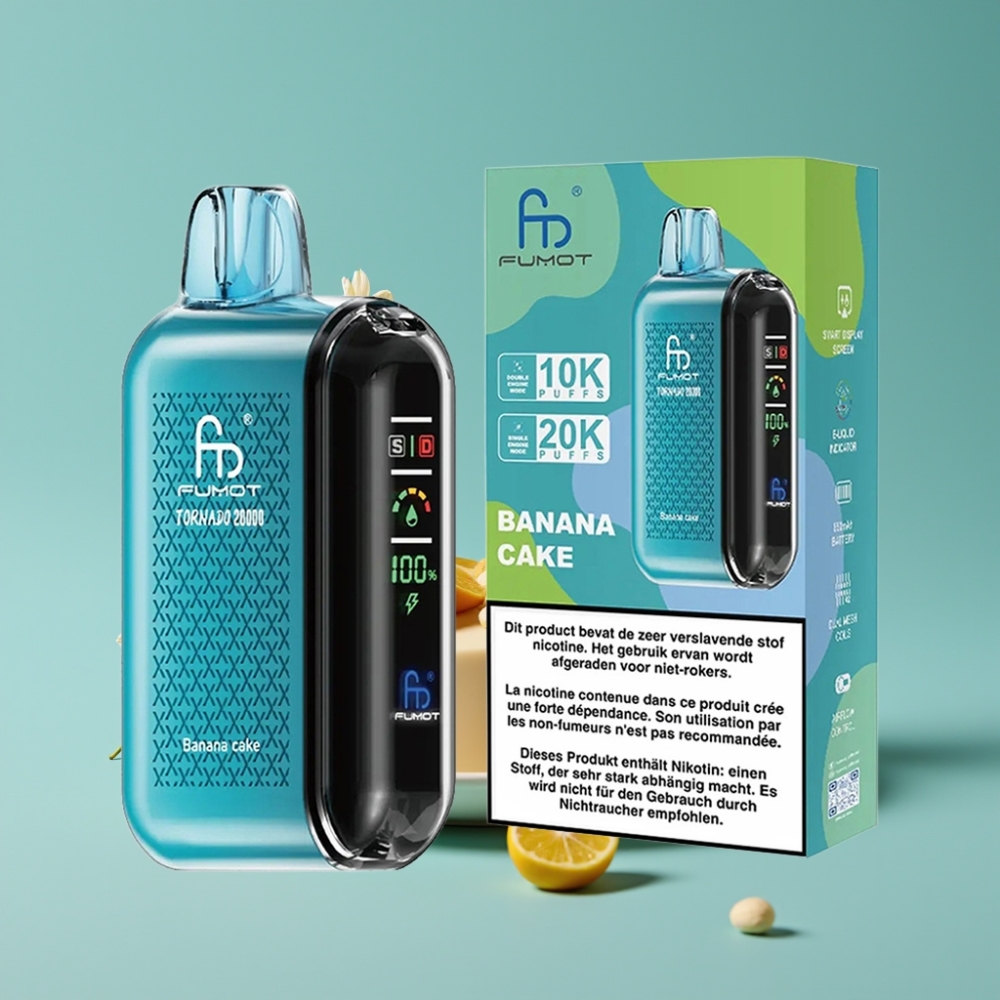 Fumot Tornado 20000 نفخة سعة 20مل بطارية 850 مللي أمبير بنكهة كيك الموز