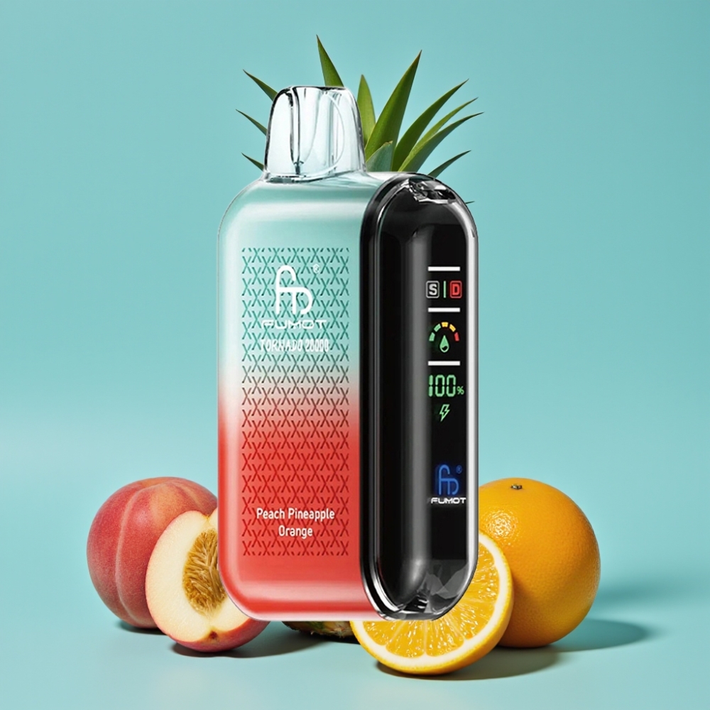 Fumot Tornado 20000 نفخة خوخ أناناس برتقال سعة 20مل بطارية 850مللي أمبير شاشة ذكية تحكم بالهواء