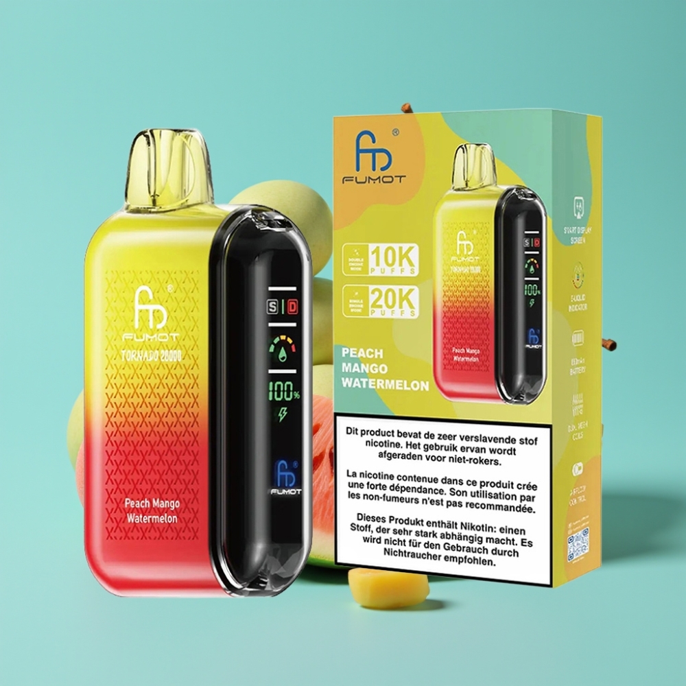 Fumot Tornado 20000 نفخة خزان 20 مل بطارية 850 مللي أمبير بنكهة خوخ مانجو بطيخ