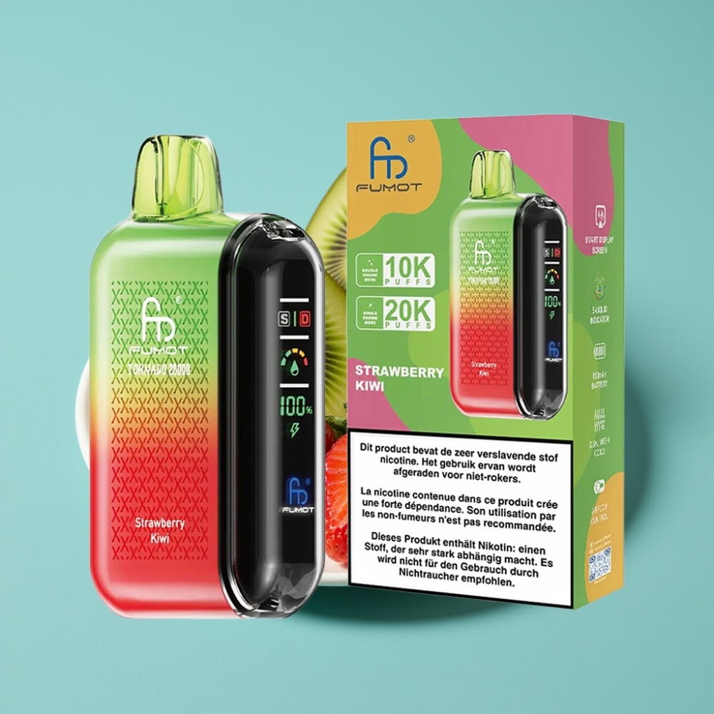 Fumot Tornado 20000 نفخة شبكة مزدوجة 20مل بطارية 850مللي أمبير فراولة كيوي