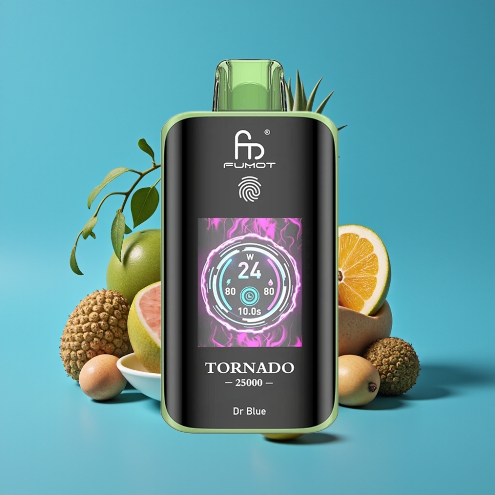 Fumot Tornado 25000 نفخة بشاشة عالية الدقة و ٧٠٠ مللي أمبير و منكهة دكتور بلو