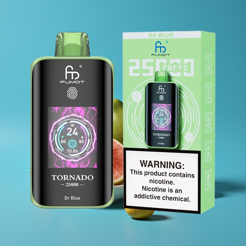 Fumot Tornado 25000 نفخة بشاشة عالية الدقة و ٧٠٠ مللي أمبير و منكهة دكتور بلو