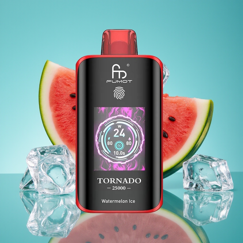 Fumot Tornado 25000 ٠/٢%/٣%/٥% نيكوتين نوع سي شحن نكهة بطيخ مثلج