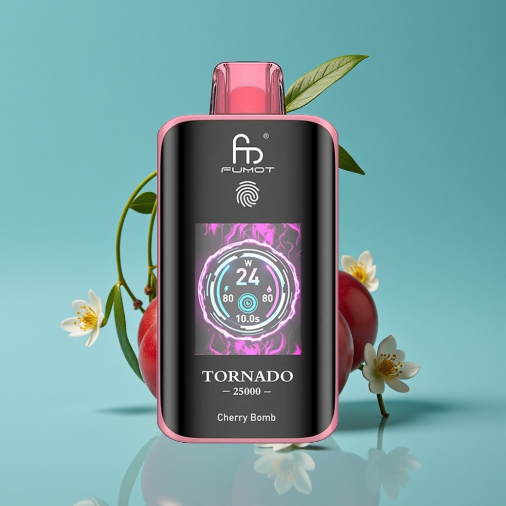 Fumot Tornado 25000 نفخة شاشة عالية الدقة بطارية ٧٠٠ مللي أمبير نكهة تشيري بومب