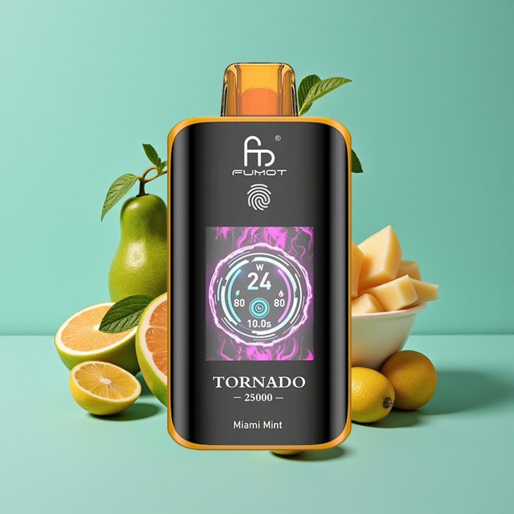 Fumot Tornado 25000 نَفخة شاشة عالية الدقة 700 مللي أمبير 20 مللي سائل نعناع ميامي