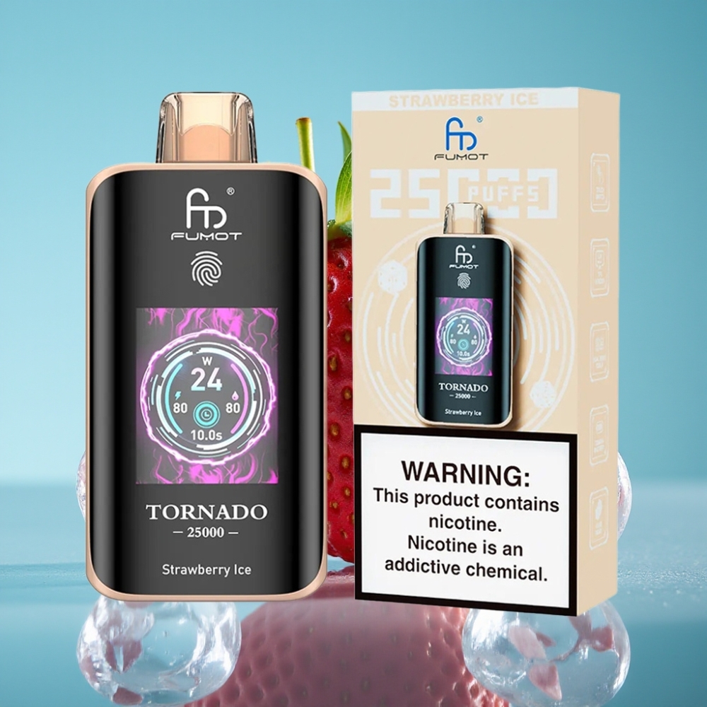 Fumot Tornado 25000 نَفخة شاشة عالية الدقة 700 مللي أمبير 20 مللي ثلج الفراولة