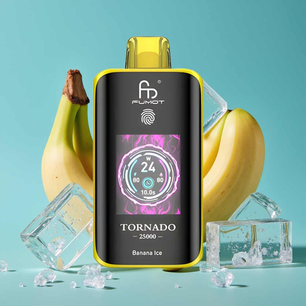 Fumot Tornado 25000 نفخة شاشة عالية الدقة 700 مللي أمبير 20 مل بنكهة الموز المثلج
