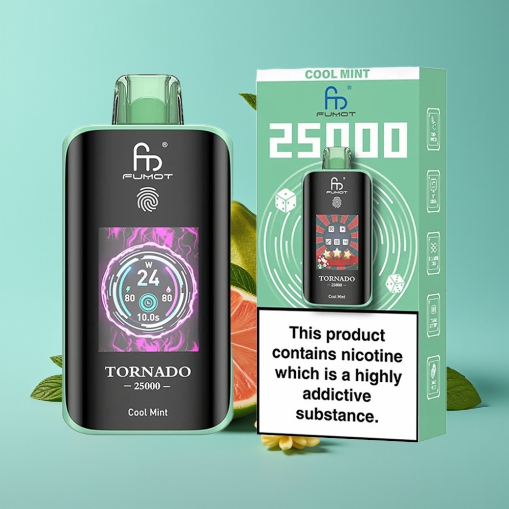 Fumot Tornado 25000 نفخة شاشة عالية الدقة بطارية 700 ملي أمبير نوع-سي نعناع منعش